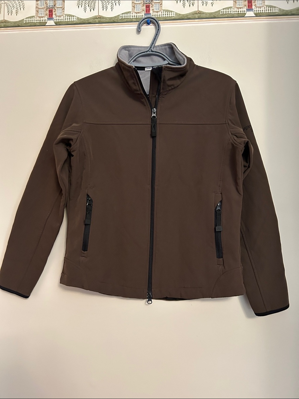 Port Authority fleece lined water resistant brown zip  jacket size small